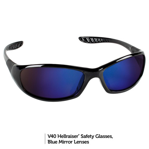 HELLRAISER BLUE MIRROR Indoor/Outdoor Lens Safety Glasses
